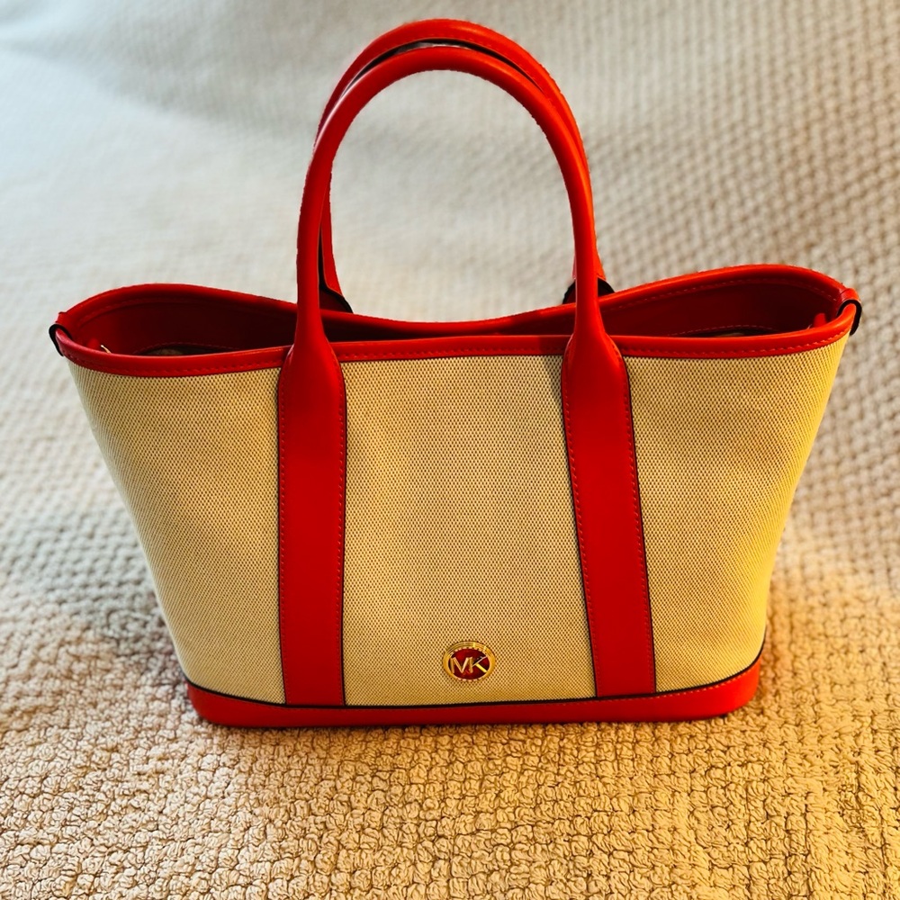 MICHAEL Michael Kors Red and Cream Tote Bag